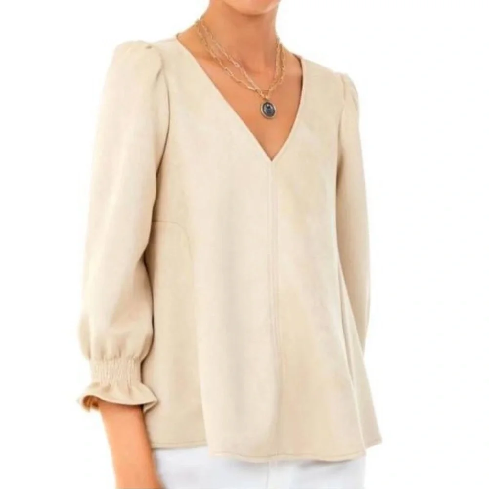 Tuckernuck Bone Suede Easton Blouse Sz‎ S
